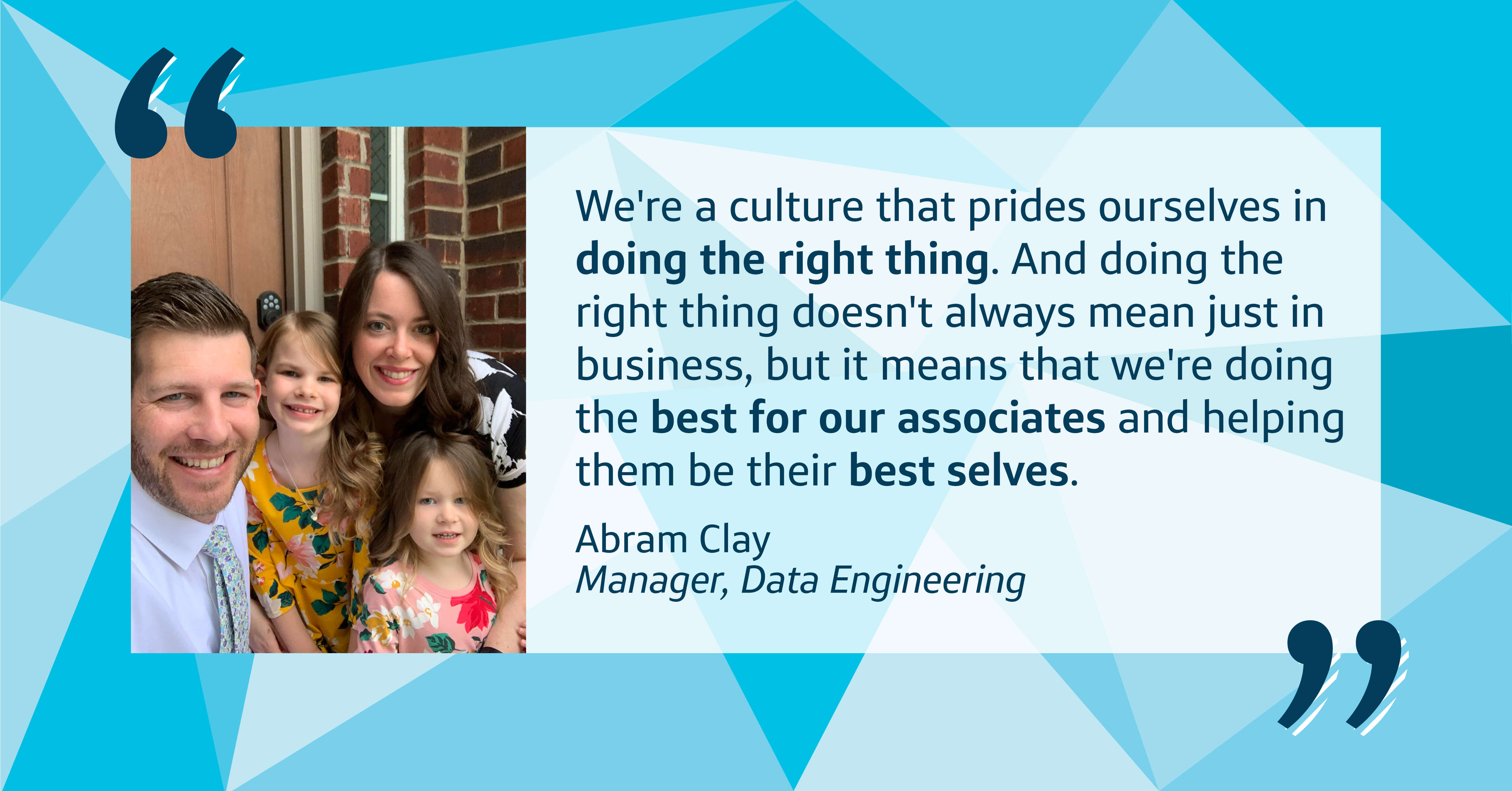 Abram, a Capital One Manager in Data Engineering, poses with his family and talks about how Capital One